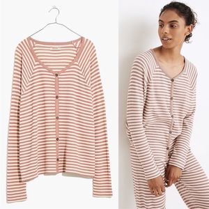 Madewell stripped pink PJ set with jogger bottoms & button down top